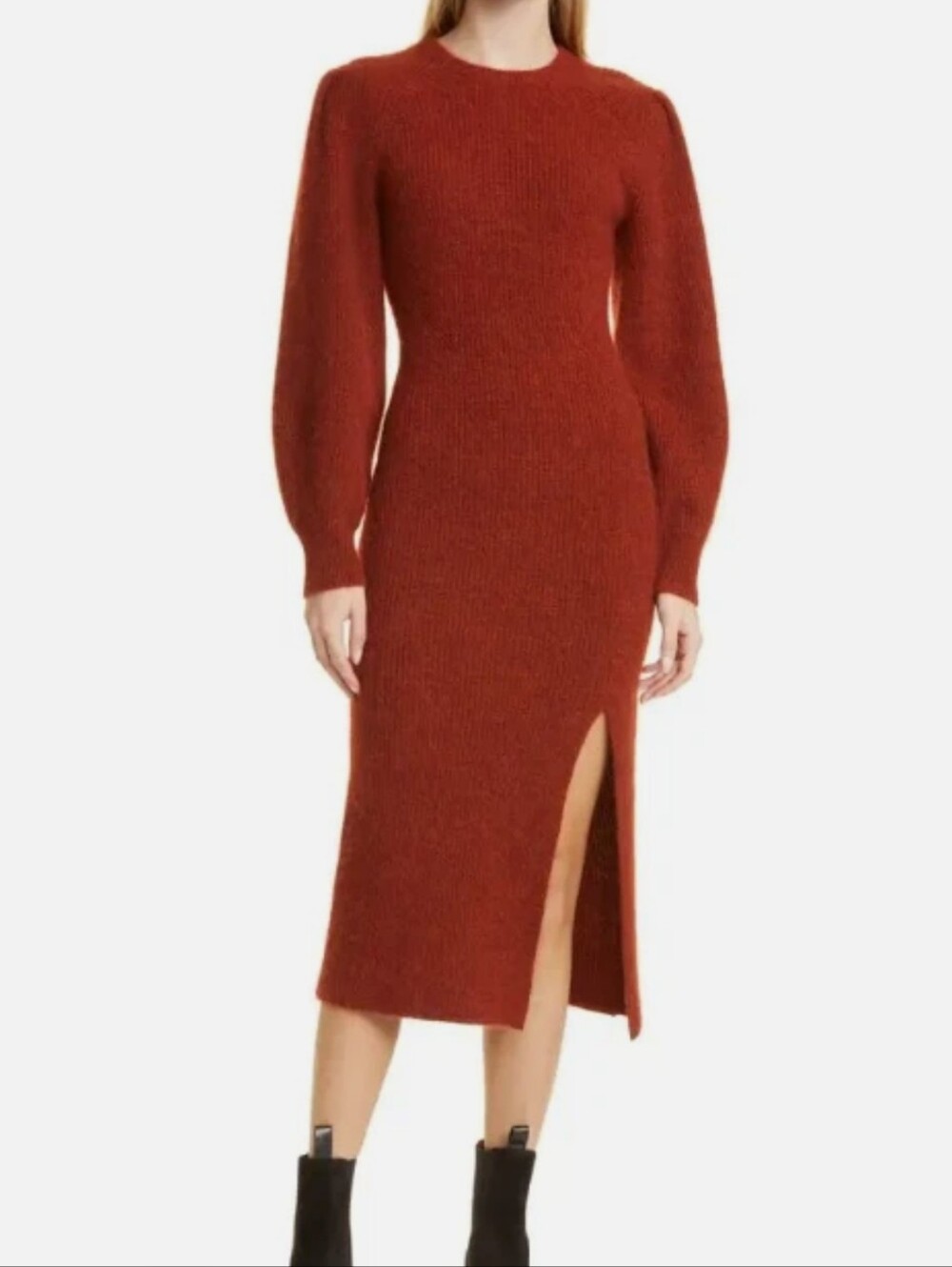 NWT Rag & Bone Liana Merino Wool & Alpaca Sweater Dress Rust Size Large